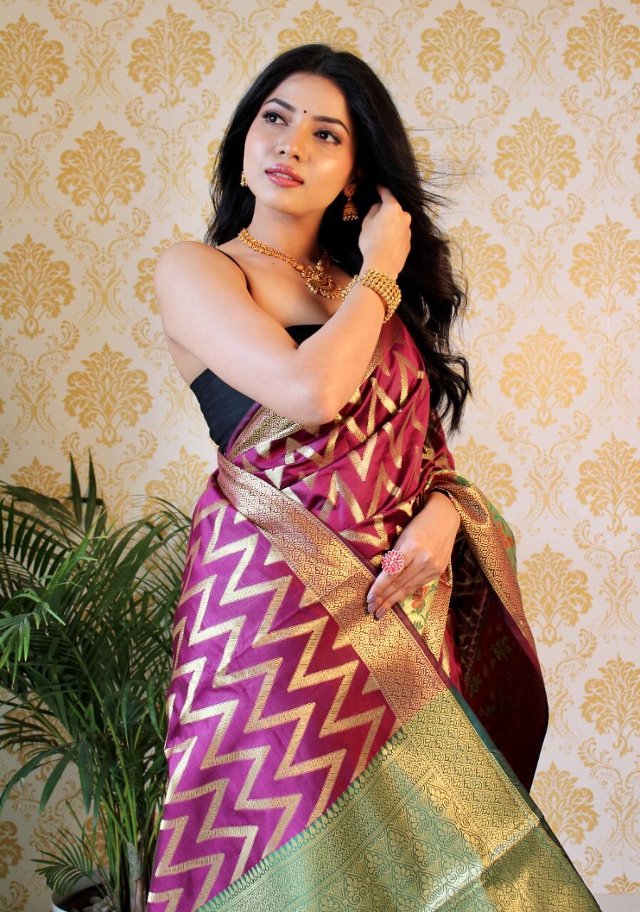 Slik Sarees - Soft Katan Pattu Kanjivaram Silk, Classy Rich Pallu Full Body Leriya Design, Customizable Size, Breathable & Washable Material
