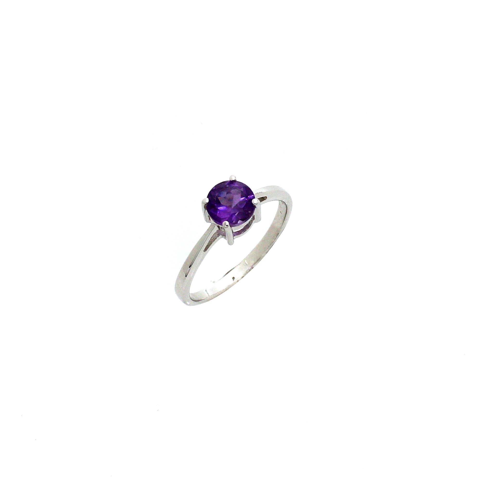 Amethyst Engagement Silver Ring