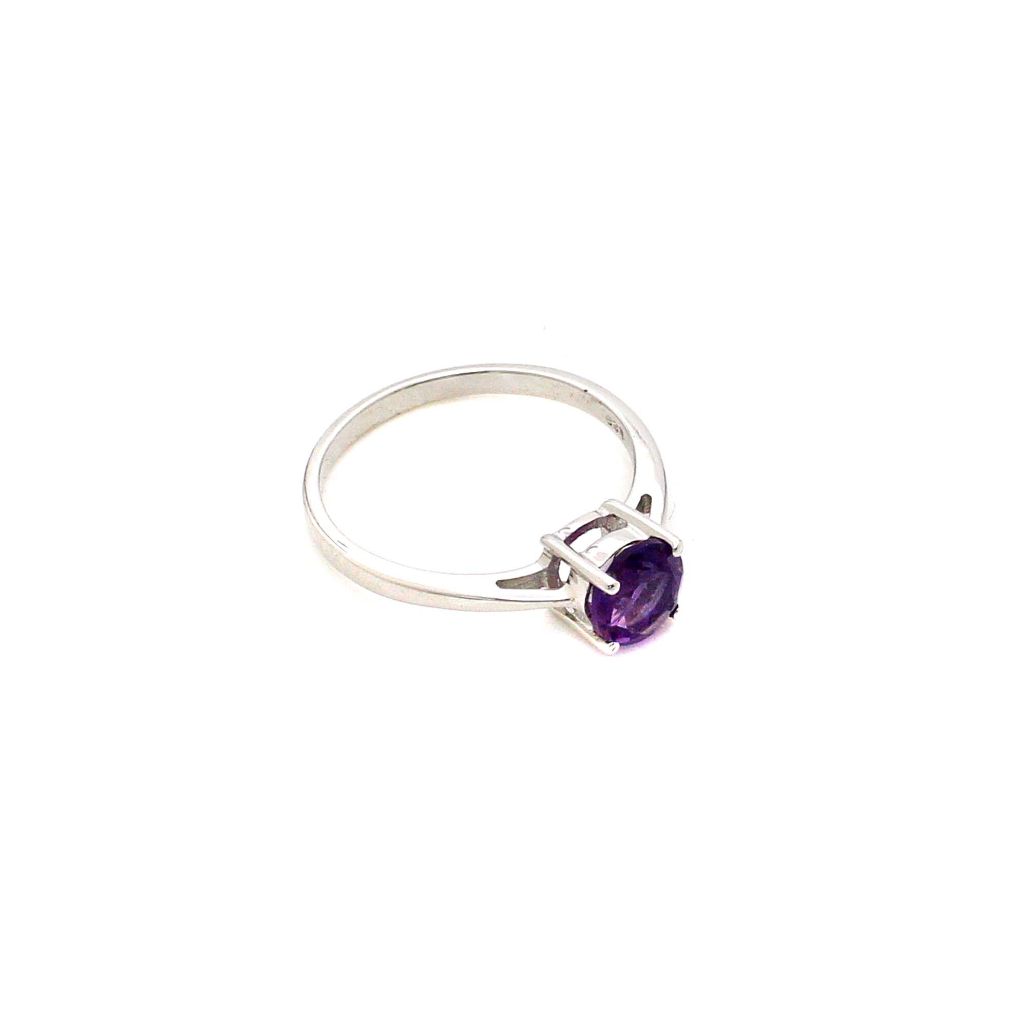 Amethyst Engagement Silver Ring