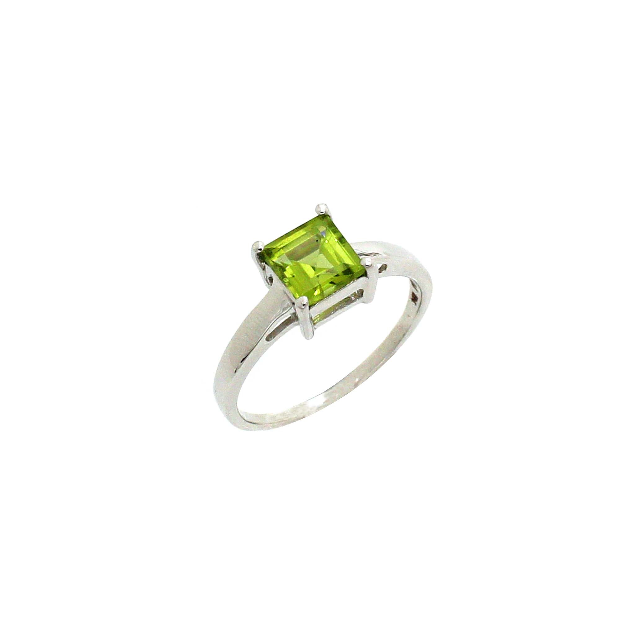 925 Sterling Silver Peridot Square Ring