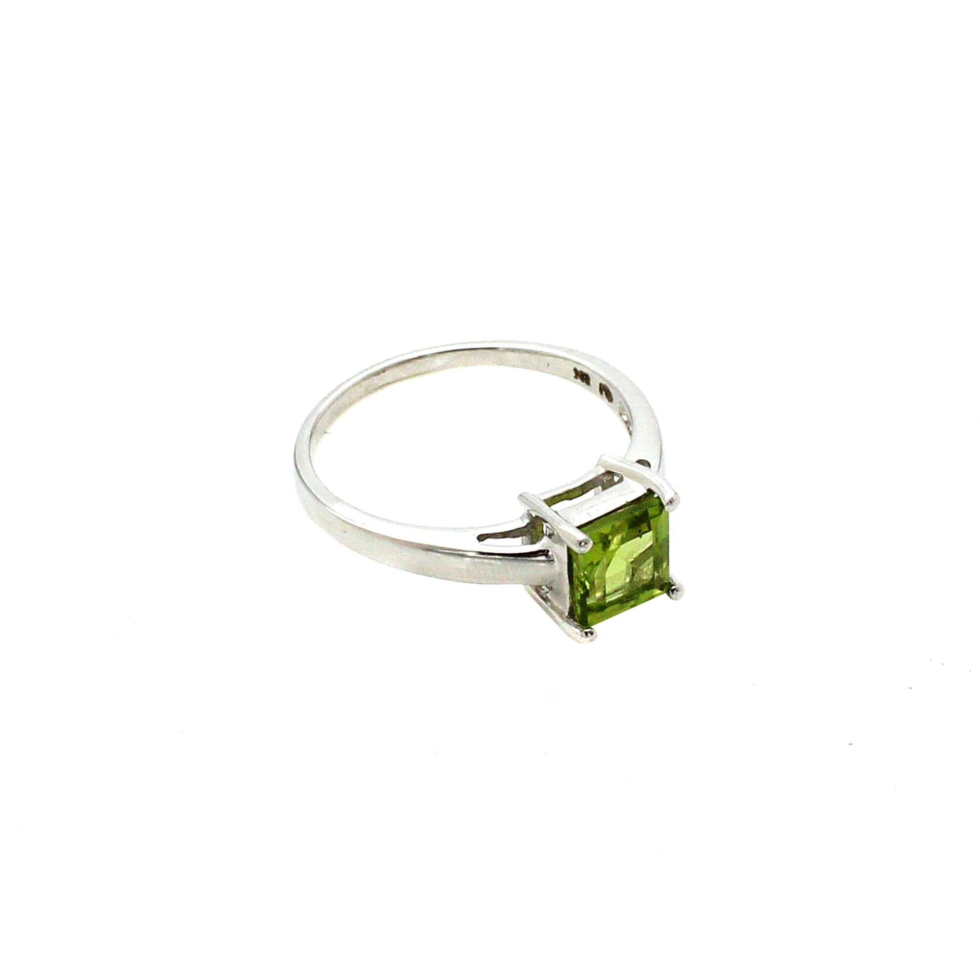 925 Sterling Silver Peridot Square Ring