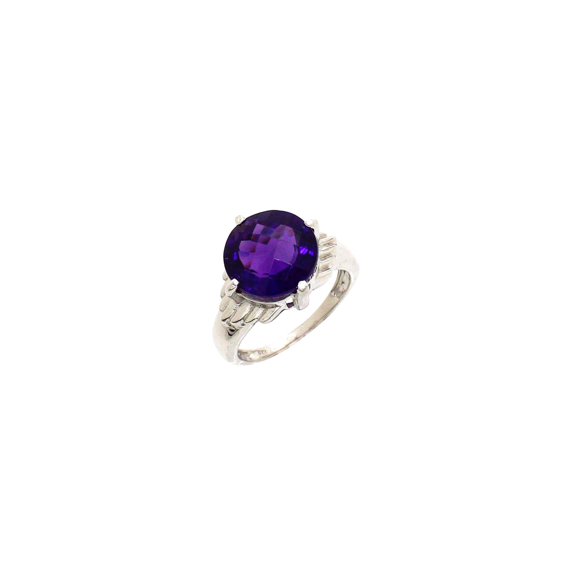 Amethyst Big Cocktail Sterling Silver Ring