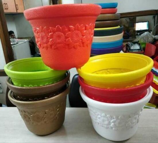 Plastic Sunflower Multi Color Pots 12 Inch