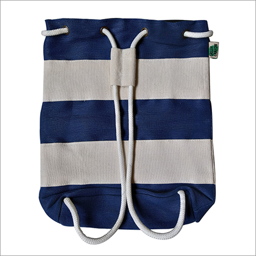 व्हाइट ब्लू जूट ड्रॉस्ट्रिंग बैकपैक