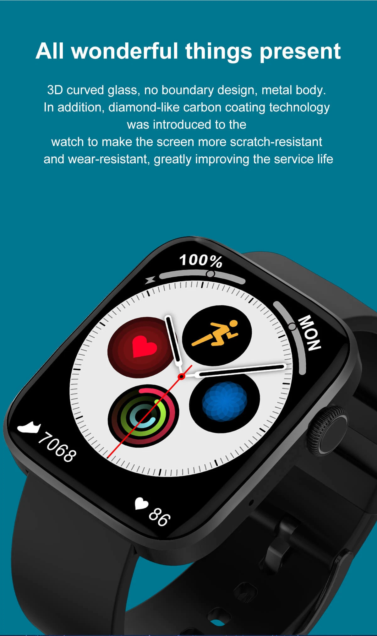 Gazzify Choice - 175g Black Unisex Smartwatch | Breathing Training Multi-sports Mode Heart Rate Bluetooth Calls Remote Camera Calculator Massager Features Password Protection