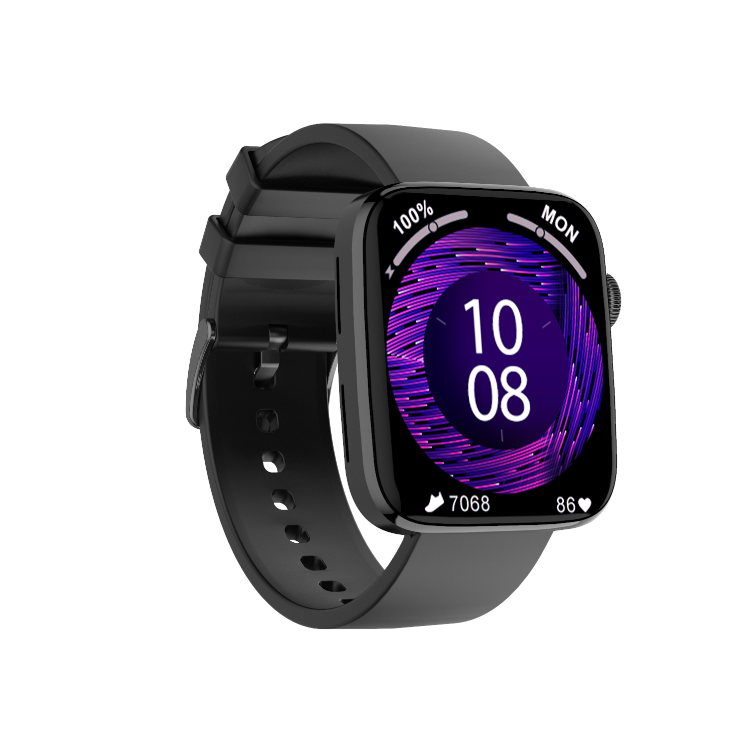 Gazzify Choice - 175g Black Unisex Smartwatch | Breathing Training Multi-sports Mode Heart Rate Bluetooth Calls Remote Camera Calculator Massager Features Password Protection