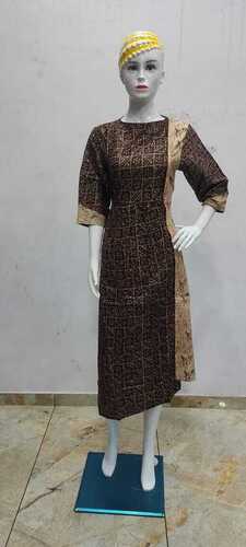 Ladies Kurti - Cotton and Rayon Blend, Size M to XXL | Breathable, Washable, 3-4th Sleeve, Printed Design