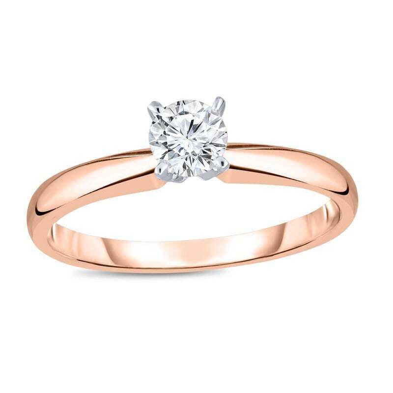 Real Diamond Solitaire Rose Gold Ring Diamond Carat Weight: 0.50 Carat