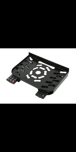 डबल रिमोट होल्डर वॉल शेल्फ (काला) के साथ ब्लैक प्लास्टिक टीवी सेट टॉप बॉक्स स्टैंड