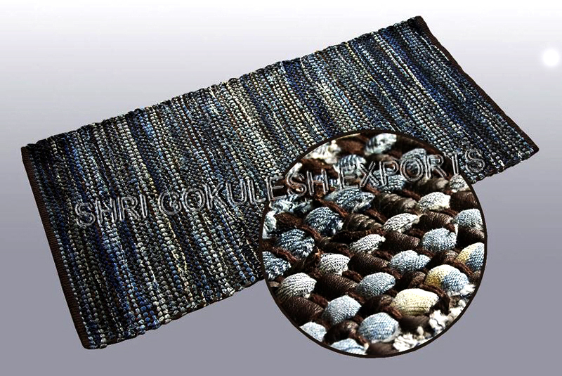 100% Cotton Handmade Denim Runner Carpets Back Material: Woven Back