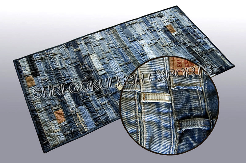 100% Cotton Handmade Denim Runner Carpets Back Material: Woven Back