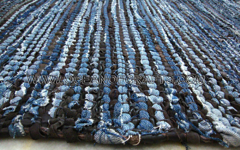 100% Cotton Handmade Denim Runner Carpets Back Material: Woven Back