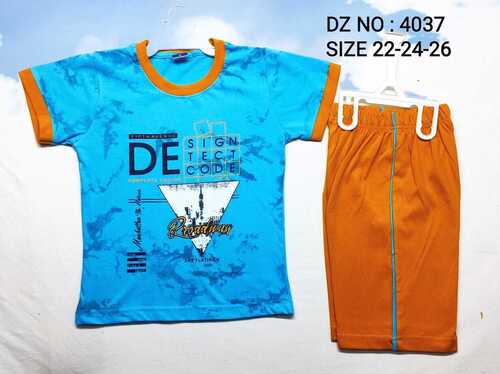 Printed T-shirt and Shorts Set for Boys - Cotton, XXL, Short Sleeves | Trendy Printed Design, Washable with Customized Logo, Summer Style