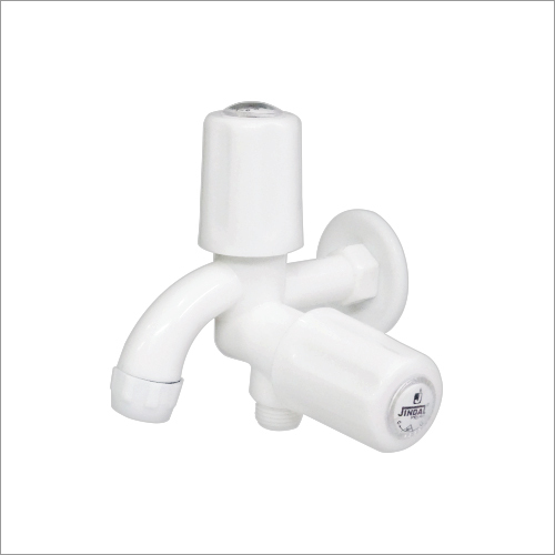 White Two Way Bib Cock With Flange