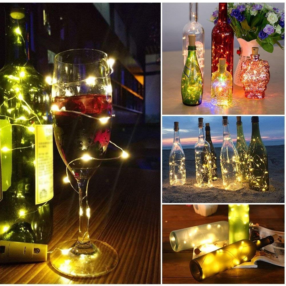 20 Led Bottle Cork Copper Wire String Lights - Plastic, 2m Length, Warm White | Eco-friendly Design, Low Heat Emission, Perfect Brightness