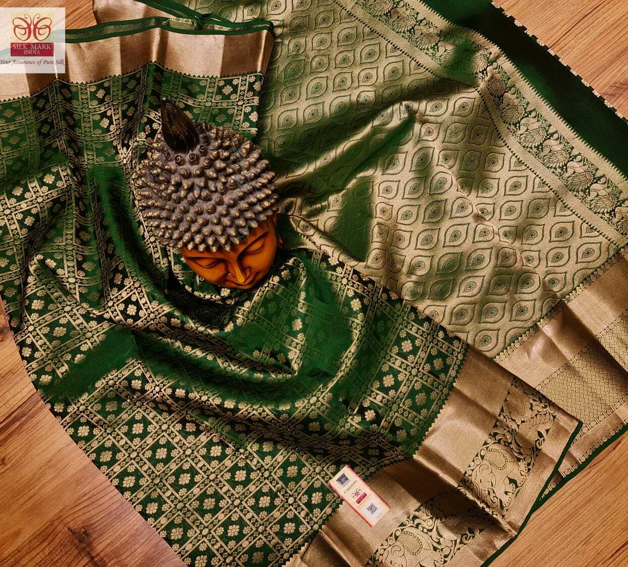 Green With Red Wedding Kanchipuram Silk Saree