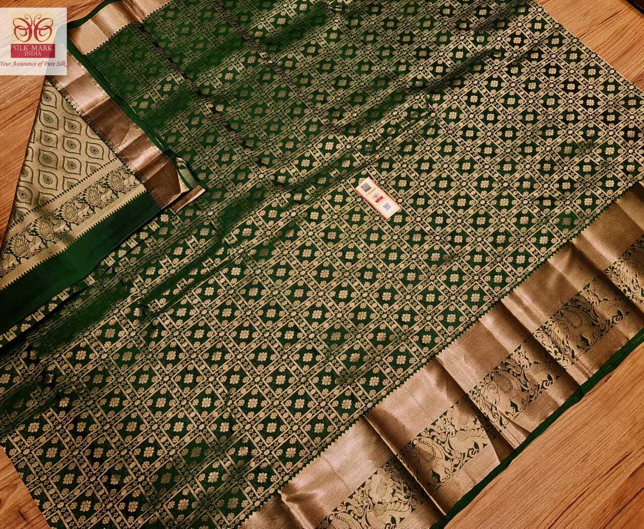 Green With Red Wedding Kanchipuram Silk Saree