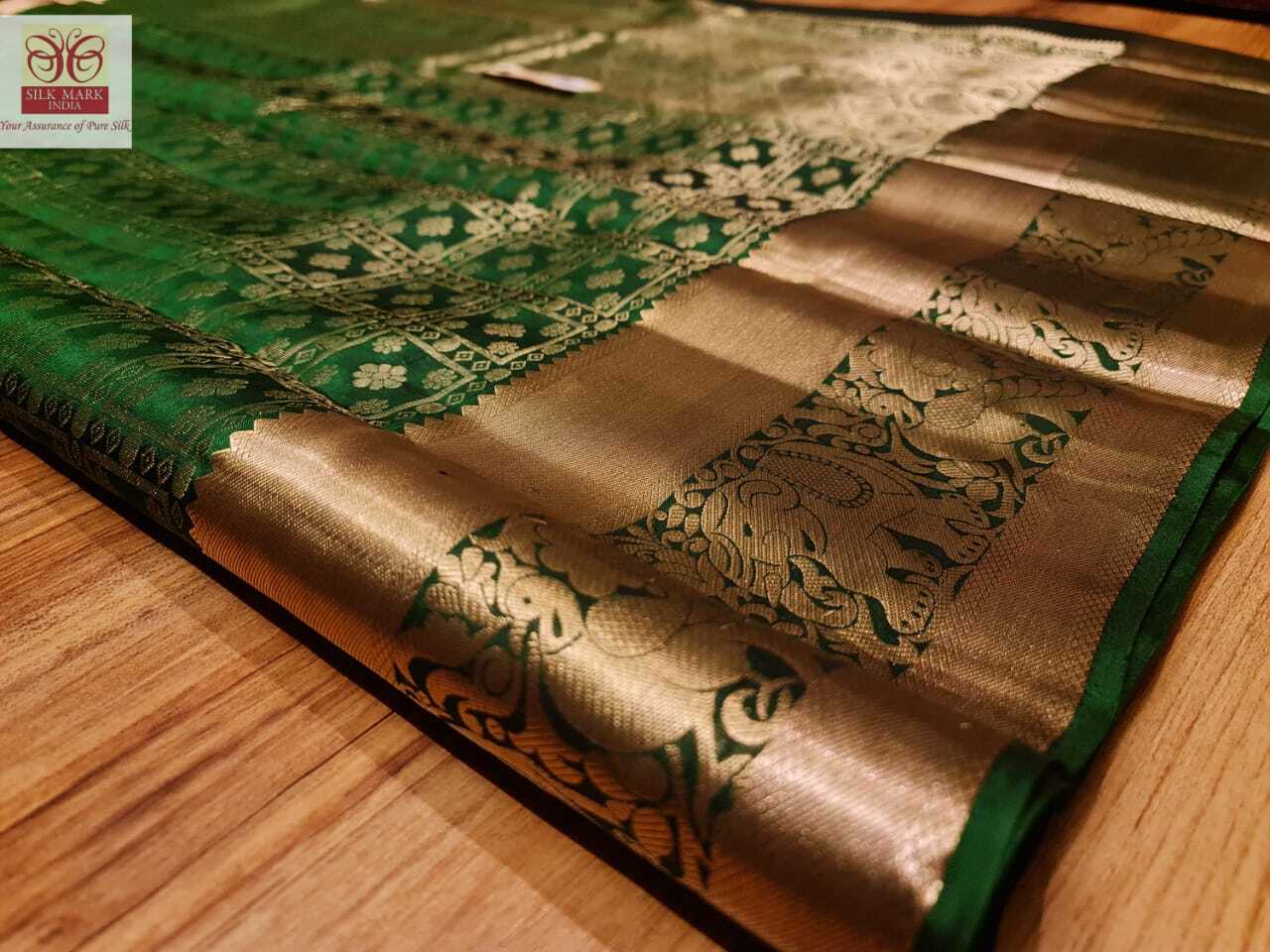 Green With Red Wedding Kanchipuram Silk Saree