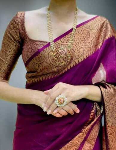 Soft Lichi Sarees - Lichi Silk Material, Customized Size, Rich Pallu & Copar Zari Weaving Design | Breathable, Washable, Signature Ready to Ship