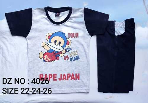 Boys Trendy T-shirt and Shorts - Cotton, XXL Size | Washable, Printed Pattern, Customized Logo, Summer Style for Ages 2-7 Years