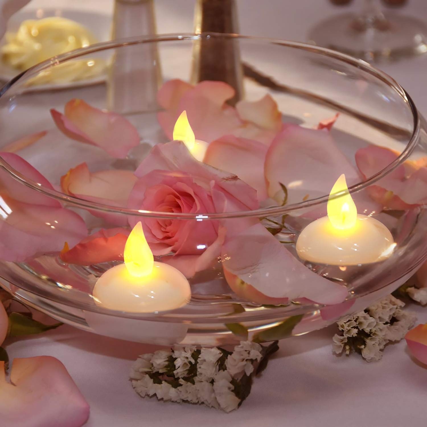 Water Sensor Floating Candles Battery Operated Waterproof Led Lights - Shape: Round, Color: Warm White | Features: Flame-less, Flowery Fragrance, Ideal For Home Decoration, Parties, Weddings, Bars, And Religious Activities