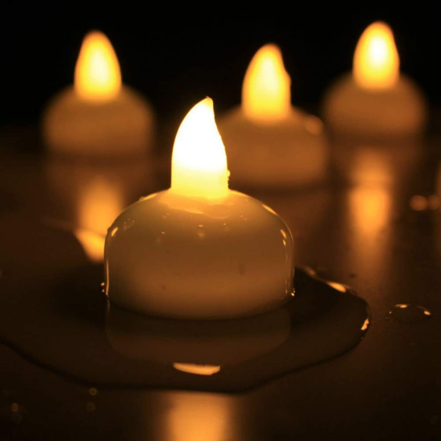 Water Sensor Floating Candles Battery Operated Waterproof Led Lights - Shape: Round, Color: Warm White | Features: Flame-less, Flowery Fragrance, Ideal For Home Decoration, Parties, Weddings, Bars, And Religious Activities