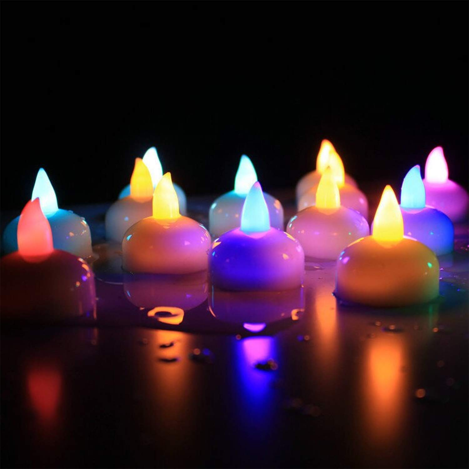 Multicolor Candle Water Sensor Flameless Battery Operated Led Tea Light - Plastic Body, Cylindrical Shape, Multi-color Lighting | Water-resistant, Ideal For Weddings & Home Decoration