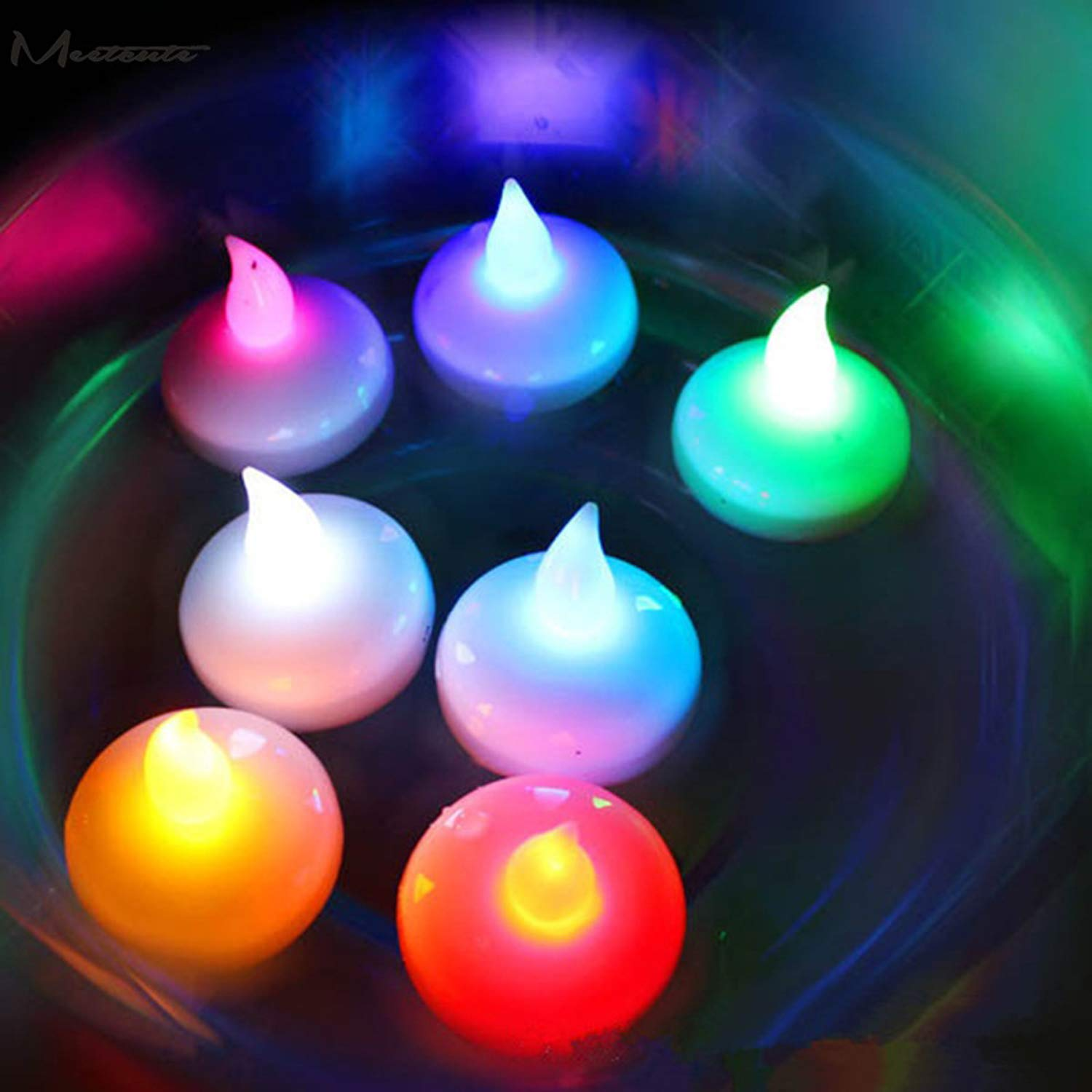 Multicolor Candle Water Sensor Flameless Battery Operated Led Tea Light - Plastic Body, Cylindrical Shape, Multi-color Lighting | Water-resistant, Ideal For Weddings & Home Decoration