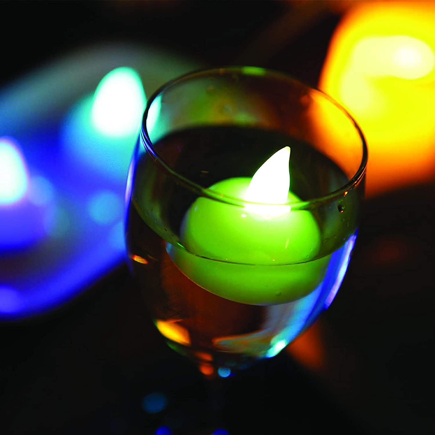 Multicolor Candle Water Sensor Flameless Battery Operated Led Tea Light - Plastic Body, Cylindrical Shape, Multi-color Lighting | Water-resistant, Ideal For Weddings & Home Decoration