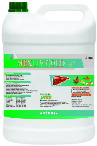 5 Ltr Maxliv Gold Liquid Liver Tonic Suitable For: Poultry