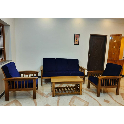 Designer Sofa Set - Solid Wood with Fabric Upholstery | Handmade Artwork, Durable, Eco-Friendly, Polished Finish, Easy to Clean