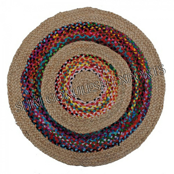 Indian Modern Antique Design Braided Jute Carpets Back Material: Woven Back