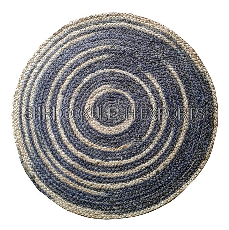 Indian Modern Antique Design Braided Jute Carpets Back Material: Woven Back