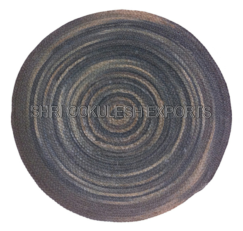 Indian Modern Antique Design Braided Jute Carpets Back Material: Woven Back