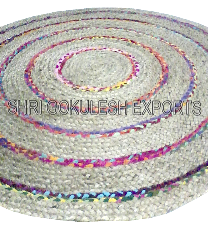 Indian Modern Antique Design Braided Jute Carpets Back Material: Woven Back