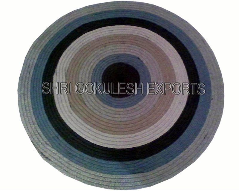 Indian Modern Antique Design Braided Jute Carpets Back Material: Woven Back