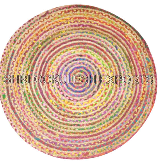 Jute Braided Handmade Decorative Rugs - Round Shape, 2mm Thick | 100% Jute, Handcrafted, Anti-bacterial, Hand Washable, Custom Designs