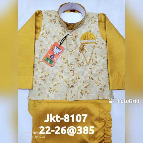 Kids Wear Modi Suit - Ethnic Wear for Boys Age 3-6 Years, Customized Size, Color as Picture, Full Sleeves | Anti-Wrinkle, Breathable, Washable, No Fade, Summer Suitable
