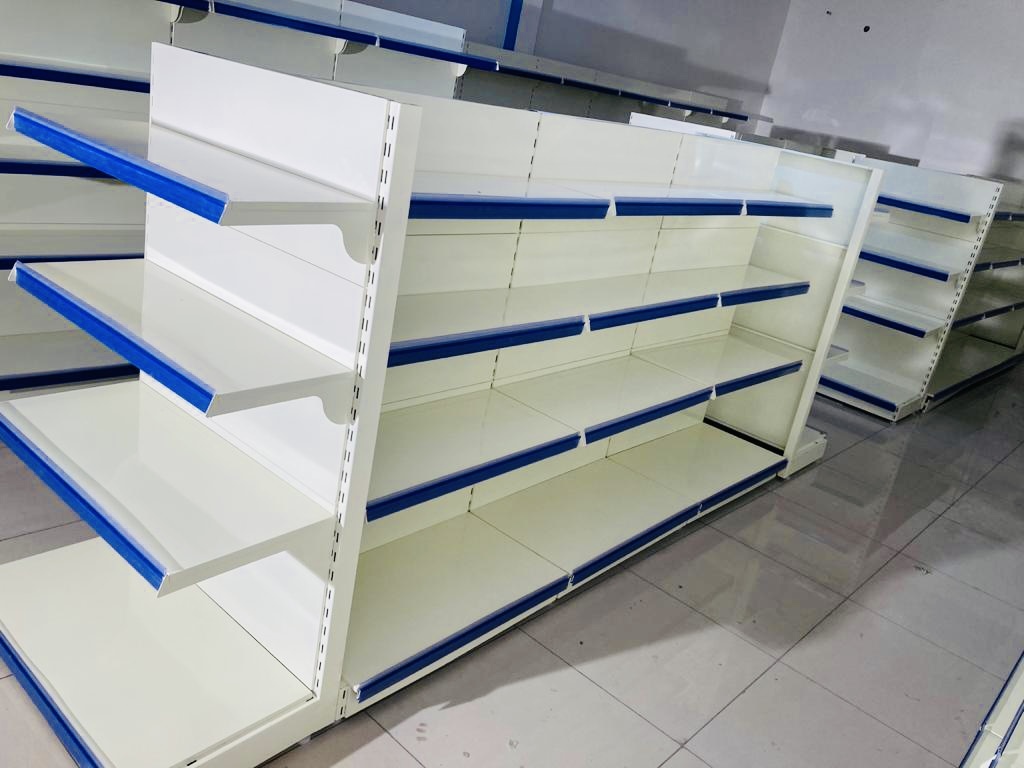 Supermarket Display Rack - Steel, 5 Shelves, 7 Feet Height, 100 Kg Capacity | Free Standing Unit For Commercial Use