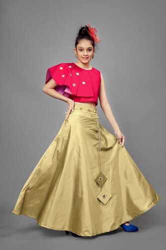 Girls Lehnga Choli - Ethnic Indian Dress, Size 5 to 10 Years | Breathable, Washable, Customized Logo, Short Sleeves, All Season Wear