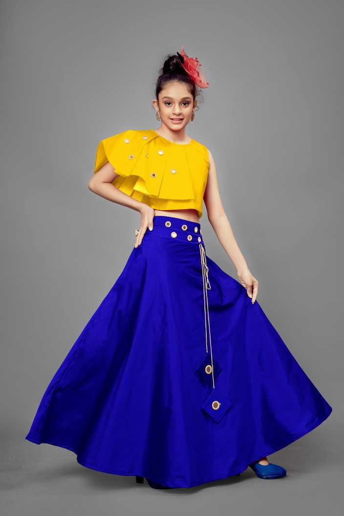 Girls Lehnga Choli - Ethnic Indian Dress Size 5 To 10 Years | Breathable Washable Customized Logo Short Sleeves All Season Wear