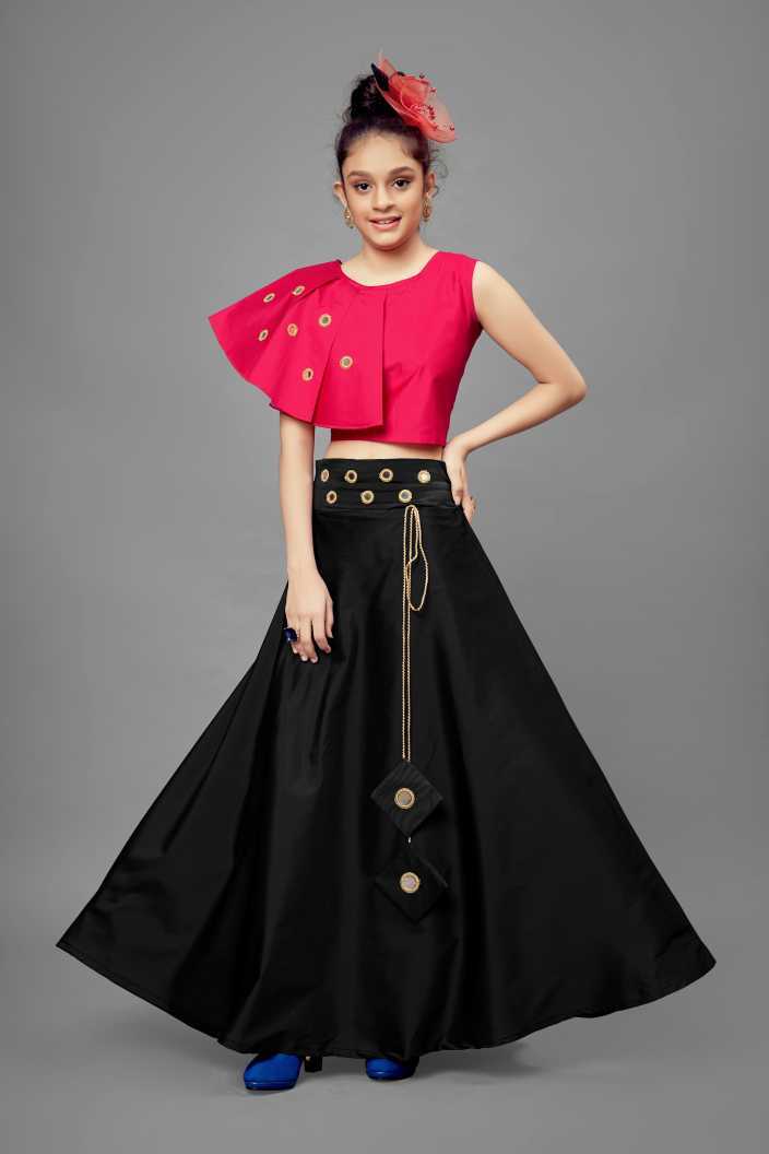 Girls Lehnga Choli - Ethnic Indian Dress Size 5 To 10 Years | Breathable Washable Customized Logo Short Sleeves All Season Wear