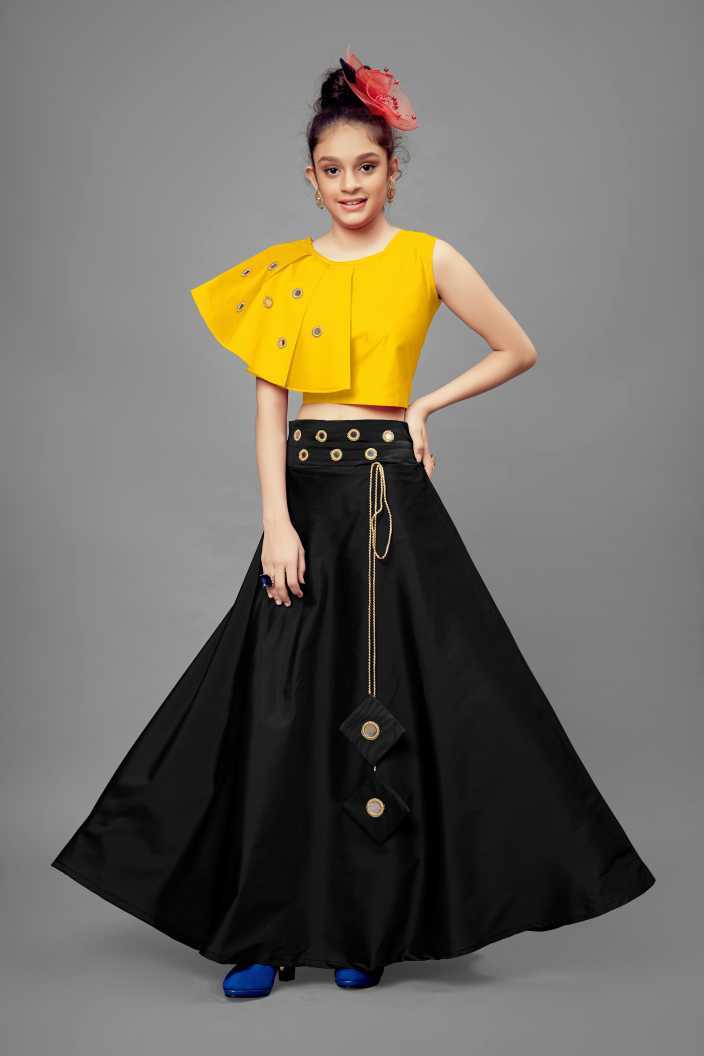 Girls Lehnga Choli - Ethnic Indian Dress Size 5 To 10 Years | Breathable Washable Customized Logo Short Sleeves All Season Wear