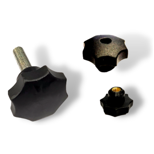 Star Knob Female - Plastic, Available in Various Sizes 20MM to 50MM, Color: Black | Ideal for Door & Window Handles, Knob Weight: 30g