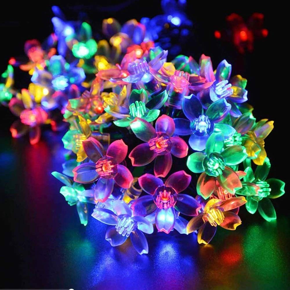 Flower Fairy String Lights - Plastic Material, 4m Length, Multi Color Rgb | Eco-friendly Led Design, Perfect For Festivals And Party Decor