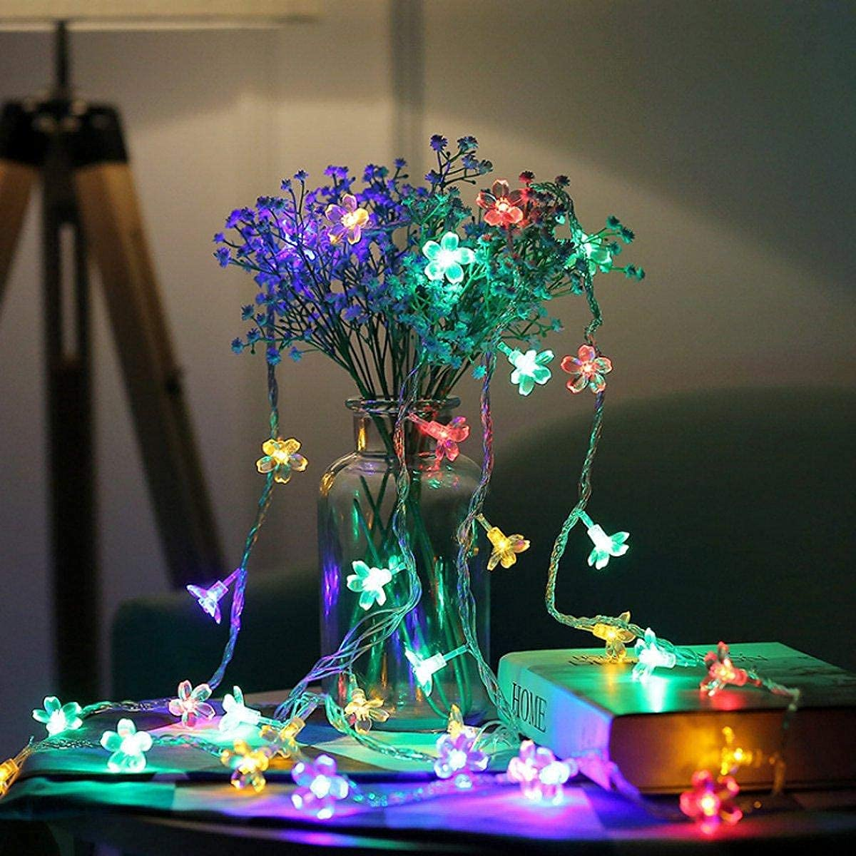 Flower Fairy String Lights - Plastic Material, 4m Length, Multi Color Rgb | Eco-friendly Led Design, Perfect For Festivals And Party Decor
