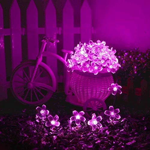 String Fairy Pink Flower Lights - Plastic, 4 Meter Length, Pink Color | Led Decorative Lighting For Celebrations And Occasions