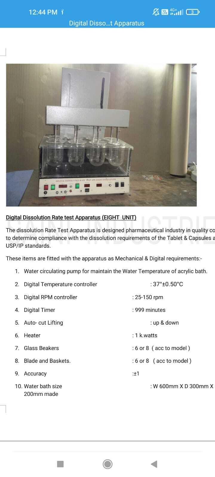 Mild Steel Tablet Dissolution Tester