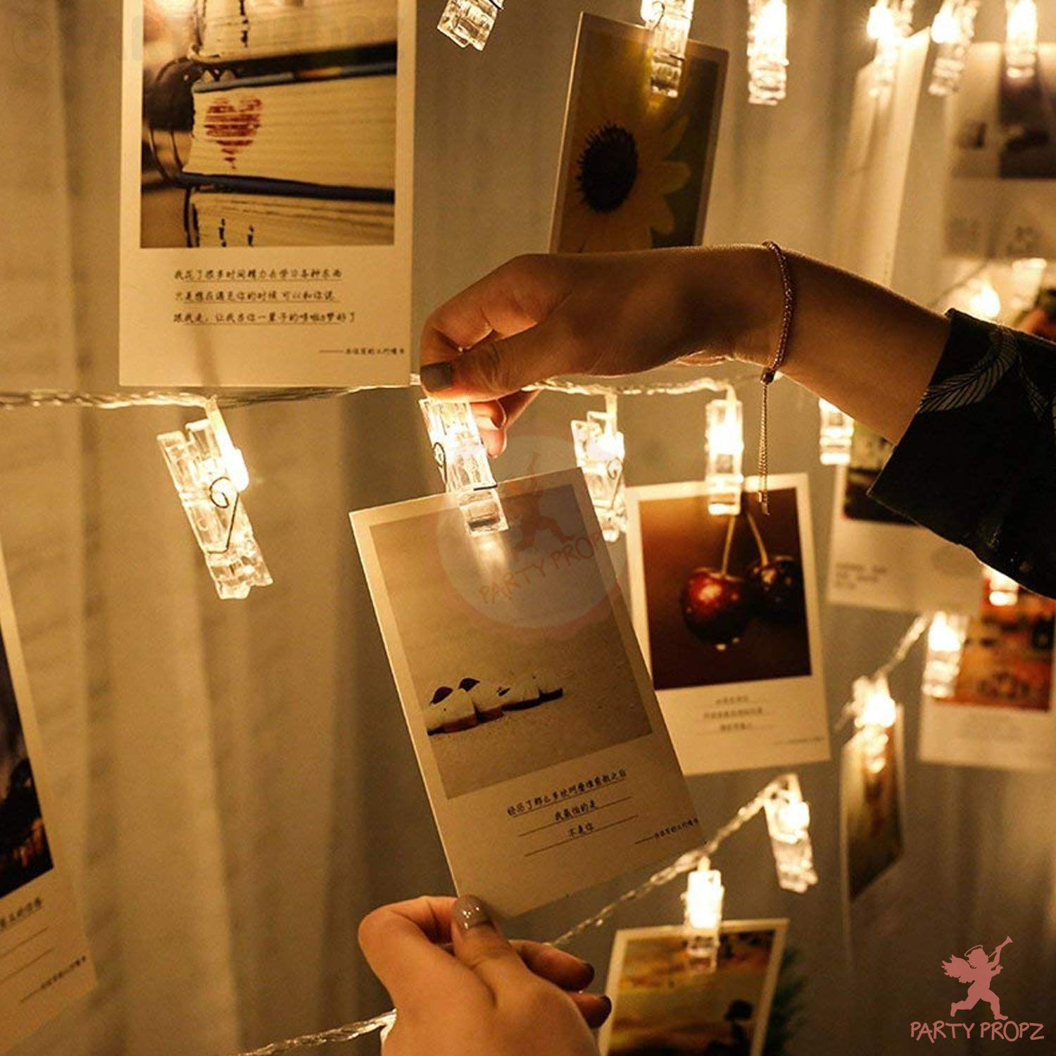 Photo Clip Decoration Led Lights For Birthday - Plastic & Glass, 3m Length, Warm White Light | Unique Design, Bright Illumination, Elegant Aesthetics