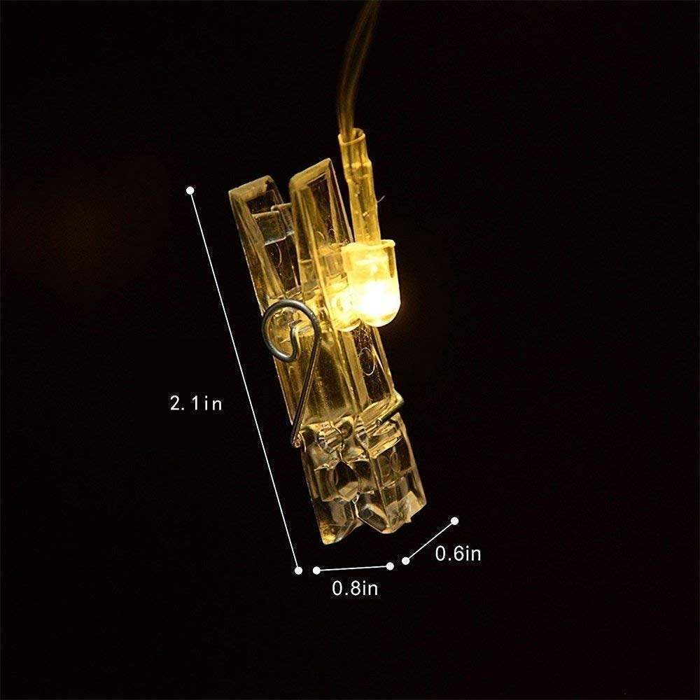 Photo Clip Decoration Led Lights For Birthday - Plastic & Glass, 3m Length, Warm White Light | Unique Design, Bright Illumination, Elegant Aesthetics